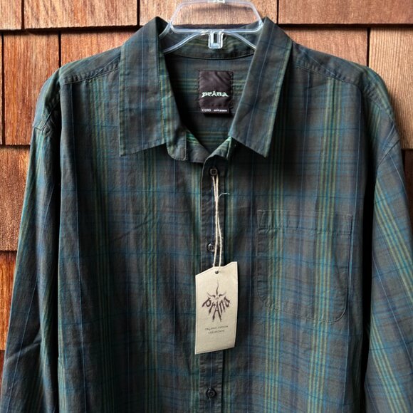NWT Prana Vintage Striped Cotton Button Front Long Sleeve Shirt in Men's X-Large - Picture 4 of 10